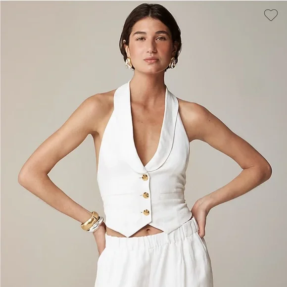 J. Crew Open-back vest in linen-cupro blend - Picture 1 of 4